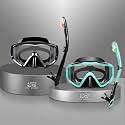 Snorkel Set Pano 3 Window Adult Snorkeling Gear, Professional Snorkel Goggles Anti-Fog Diving Mask, Anti-Leak Swim Goggles and Dry Top Snorkel for Diving, Snorkeling, Swimming