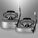 Snorkel Set Pano 3 Window Adult Snorkeling Gear, Professional Snorkel Goggles Anti-Fog Diving Mask, Anti-Leak Swim Goggles and Dry Top Snorkel for Diving, Snorkeling, Swimming