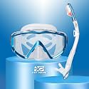 Snorkel Set Pano 3 Window Adult Snorkeling Gear, Professional Snorkel Goggles Anti-Fog Diving Mask, Anti-Leak Swim Goggles and Dry Top Snorkel for Diving, Snorkeling, Swimming