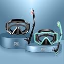 Snorkel Set Pano 3 Window Adult Snorkeling Gear, Professional Snorkel Goggles Anti-Fog Diving Mask, Anti-Leak Swim Goggles and Dry Top Snorkel for Diving, Snorkeling, Swimming