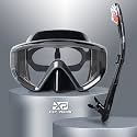 Snorkel Set Pano 3 Window Adult Snorkeling Gear, Professional Snorkel Goggles Anti-Fog Diving Mask, Anti-Leak Swim Goggles and Dry Top Snorkel for Diving, Snorkeling, Swimming