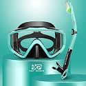 Snorkel Set Pano 3 Window Adult Snorkeling Gear, Professional Snorkel Goggles Anti-Fog Diving Mask, Anti-Leak Swim Goggles and Dry Top Snorkel for Diving, Snorkeling, Swimming
