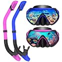 Snorkeling Gear for Adults, Snorkel Set Scuba Diving mask Dry-Top, Adult Swimming Goggles with Nose Cover, HD Tempered Glass Panoramic Anti-Leak Anti-Fog