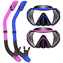 Snorkeling Gear for Adults, Snorkel Set Scuba Diving mask Dry-Top, Adult Swimming Goggles with Nose Cover, HD Tempered Glass Panoramic Anti-Leak Anti-Fog