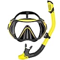 Snorkeling Gear for Adults, Snorkel Set Scuba Diving mask Dry-Top, Adult Swimming Goggles with Nose Cover, HD Tempered Glass Panoramic Anti-Leak Anti-Fog