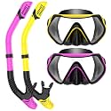 Snorkeling Gear for Adults, Snorkel Set Scuba Diving mask Dry-Top, Adult Swimming Goggles with Nose Cover, HD Tempered Glass Panoramic Anti-Leak Anti-Fog