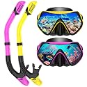Snorkeling Gear for Adults, Snorkel Set Scuba Diving mask Dry-Top, Adult Swimming Goggles with Nose Cover, HD Tempered Glass Panoramic Anti-Leak Anti-Fog