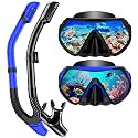 Snorkeling Gear for Adults, Snorkel Set Scuba Diving mask Dry-Top, Adult Swimming Goggles with Nose Cover, HD Tempered Glass Panoramic Anti-Leak Anti-Fog