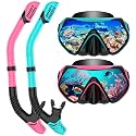 Snorkeling Gear for Adults, Snorkel Set Scuba Diving mask Dry-Top, Adult Swimming Goggles with Nose Cover, HD Tempered Glass Panoramic Anti-Leak Anti-Fog