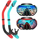 Snorkeling Gear for Adults, Snorkel Set Scuba Diving mask Dry-Top, Adult Swimming Goggles with Nose Cover, HD Tempered Glass Panoramic Anti-Leak Anti-Fog