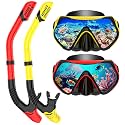 Snorkeling Gear for Adults, Snorkel Set Scuba Diving mask Dry-Top, Adult Swimming Goggles with Nose Cover, HD Tempered Glass Panoramic Anti-Leak Anti-Fog