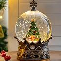 Snow Globe Lighted Christmas Decorations, Christmas Tree Musical Crown Snow Globe with Swirling Glitter, Christmas Holiday Party Gifts and Decorations