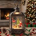 Snow Globe Lighted Christmas Decorations, Santa Claus &amp; Pups Musical Water Lantern with Swirling Glitter, Christmas Holiday Party Gifts and Decorations
