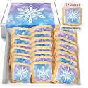 Snowflake Cookies Frozen in Individually Wrapped Snowfake Winter themed Theme Party Favors 24 Pack Bulk for Kids Birthday Party Sugar Cookie Blue White Purple