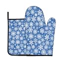 Snowflake Oven Mitt and Pot Holder Set Winter Heat Resistant Kitchen Decor