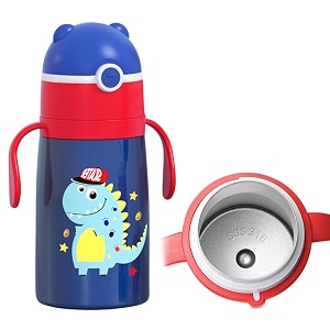 snowie soft 350ml baby water bottle with straw and carrying strap bpa free and leakproof 316 stainless sipper bottle for school kindergarten travel kids 3