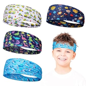 snowie soft 4-pack kids sports headbands moisture-wicking non-slip