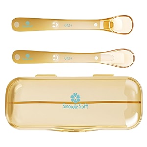 snowie soft set of 2 silicone baby feeding spoons 0-12 months 3070 curve