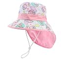 SNOWIE SOFT® Sun Hat for Girls Aged 1-2 Years Old Wide Brim Bucket Beach Hat with Chin Strap Breathable Mesh Liner Hats Outdoor Cute Floral Sun Hats for Kids Girls