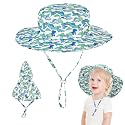 SNOWIE SOFT® Sun Hat for Girls Aged 1-2 Years Old Wide Brim Bucket Beach Hat with Chin Strap Breathable Mesh Liner Hats Outdoor Cute Floral Sun Hats for Kids Girls