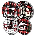 Snowman Electric Stove Burner Covers，4 Pcs Merry Christmas Round Stove Burner Covers Christmas Tree Gas Stove Burner Cover,8 Inch and 10 Inch,Buffalo Plaid Metal Cooktop Home Decorative