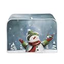 Snowman Toaster Covers Multicolor Kitchen Accessories for 4 Slice Toaster with Top Hook for Easy Storage Women Gift Microwave Oven Polyester Quilted Christmas Decor