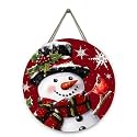 Snowman Xmas Door Sign Cardinal Snowflakes Door Hanger for Porch Wall Decor Winter Holiday Christma Outdoor Hanging Sign