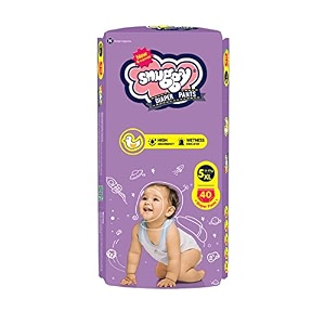 snuggy baby diaper pants extra large 40 count pack of 1 13-17 kgs rapid absorption anti - bacterial