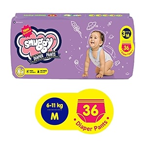 snuggy baby diaper pants medium 36 count pack of 1 6-11 kgs rapid absorption anti - bacterial