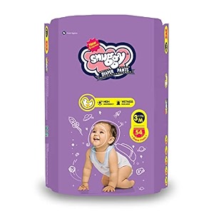 snuggy baby diaper pants medium 54 count pack of 1 6-11 kgs rapid absorption anti - bacterial