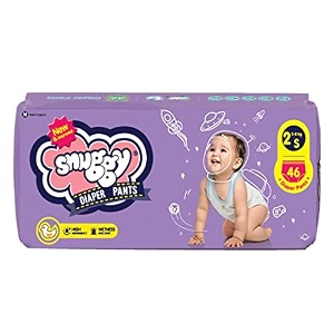 snuggy baby diaper pants small 46 count pack of 1 3-8 kgs rapid absorption anti - bacterial