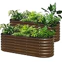 SnugNiture 2-Pack Galvanized Steel Raised Garden Bed Kit - 6x2x2 ft Metal Planter Boxes for Vegetables, Flowers, Herbs | Easy Assembly, Open Bottom Design, Brown