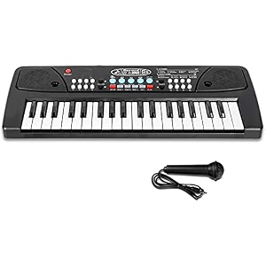 snv keys electric piano keyboardmulti-function portable piano for kids with recording microphone electronic keyboards for beginners kid musical toys instrumental piano black 37 keys musical piano