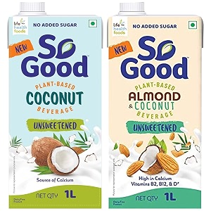 so good almond coconut unsweetened plant based beverage 1000ml tp veganmilk alternative amp so good coconut beverage unsweetened 1 ltr