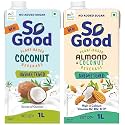 So Good Almond Coconut Unsweetened Plant based Beverage 1000ml T.P (Vegan/Milk Alternative) &amp; So Good Coconut beverage Unsweetened 1 Ltr