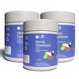 so sweet stevia sugar-free natural low-calorie sweetener 100 natural 400gm diabetic friendly pack of 3 perfect for cooking baking and sweetening drinks healthy sugar substitute