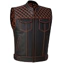 SOA Men's Motorcycle Vest, Genuine Buffalo Leather, Back Armor