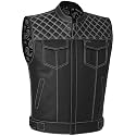 SOA Men's Motorcycle Vest, Genuine Buffalo Leather, Back Armor