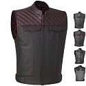 SOA Men's Motorcycle Vest, Genuine Buffalo Leather, Back Armor