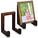 Soaoo 2 Pcs Wood Plate Stand for Display Picture Stand Frame Holder, Brown