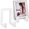Soaoo 2 Pcs Wood Plate Stand for Display Picture Stand Frame Holder, White