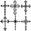 Soaoo 6 Pcs Wooden Wall Crosses Decor Religious Antique Wall Hanging Cross