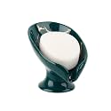 Soap Dish, Ceramic Soap Holder Self Draining Leaf Shape Bar Soap Holder, Marble Look Green Drain Soap Dish Holder for Bathroom, Easy to Clean Keeps Soap Dry, ANTIS'S HOME