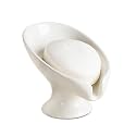 Soap Dish, Self Draining Bar Soap Holder for Bathroom Sink, Leaf-Shaped Drainage Ceramic Cream White Porcelain Decorative Soap Dish, ANTIS'S HOME