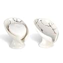 Soap Dish Set, Self Draining Bar Soap Holder for Bathroom Sink, Leaf Shaped Drainage Ceramic White Marble Porcelain Soap Dishes, Kitchen Decorative Soap Dish 2PACK, ANTIS'S HOME