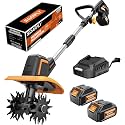 SOARFLY Cordless Tiller Cultivator for Gardening, Dual 4.0Ah Batteries