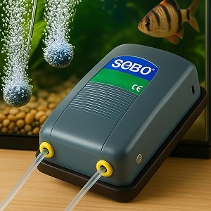 sobo sb-648 aquarium air pump 5w  two-way ultra silent dual outlet air pump 24 lmin  adjustable airflow fish tank aerator  free 3m air tube 2 check valves amp 2 air stones