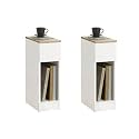 SoBuy Narrow Nightstand Set of 2 with Drawer and Open Shelf