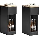 SoBuy Narrow Nightstand Set of 2, Slim Bedside Tables with Drawers Suitable for Small Space, Small Side Tables Bedroom for Easy Assemble (Black)
