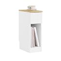 SoBuy Narrow Nightstand, Slim Bedside Tables with Drawers Suitable for Small Space, Easy Assemble (White)